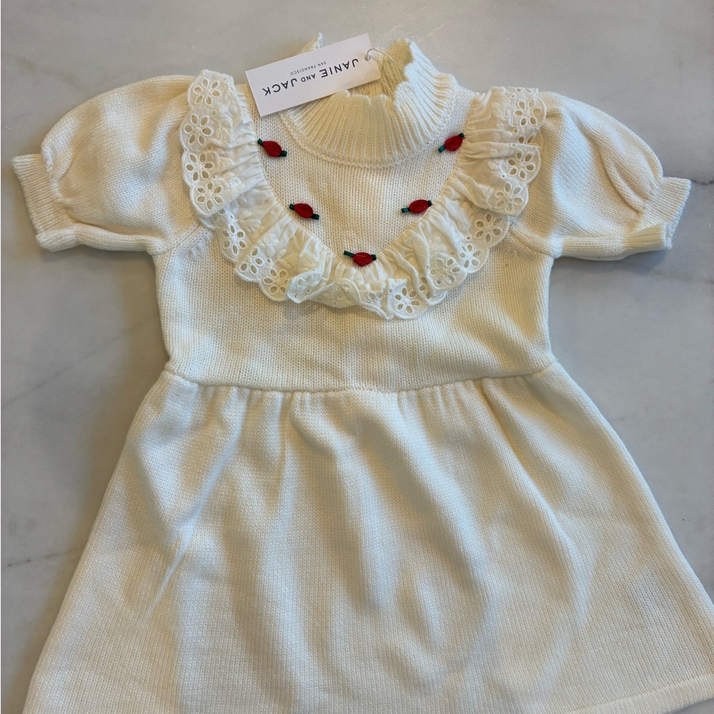 Janie and Jack Cream Dress with Red Accents